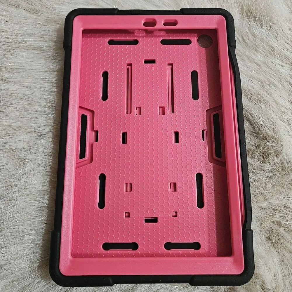 Heavy Duty Case for TCL Tab 8 LE 9137W / Tab 8 WiFi 9132X Pink Black Kickstand